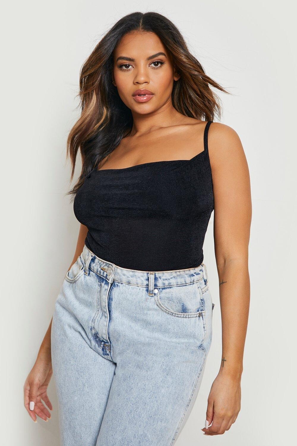 

Облегающее боди plus с какустом и ремешками Boohoo, черный