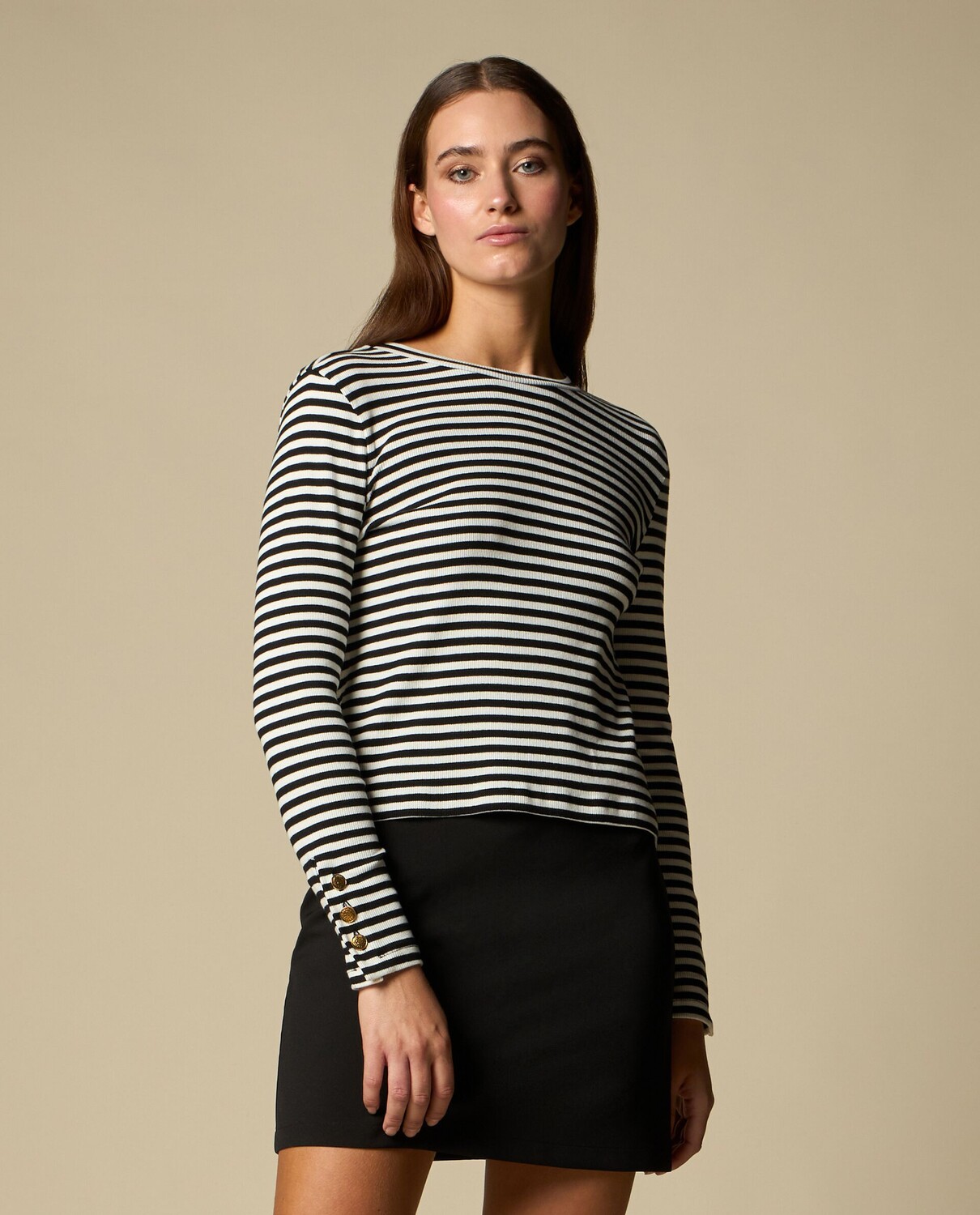 

Женский полосатый трикотаж из чистого хлопка NICE&CHIC, белый/черный