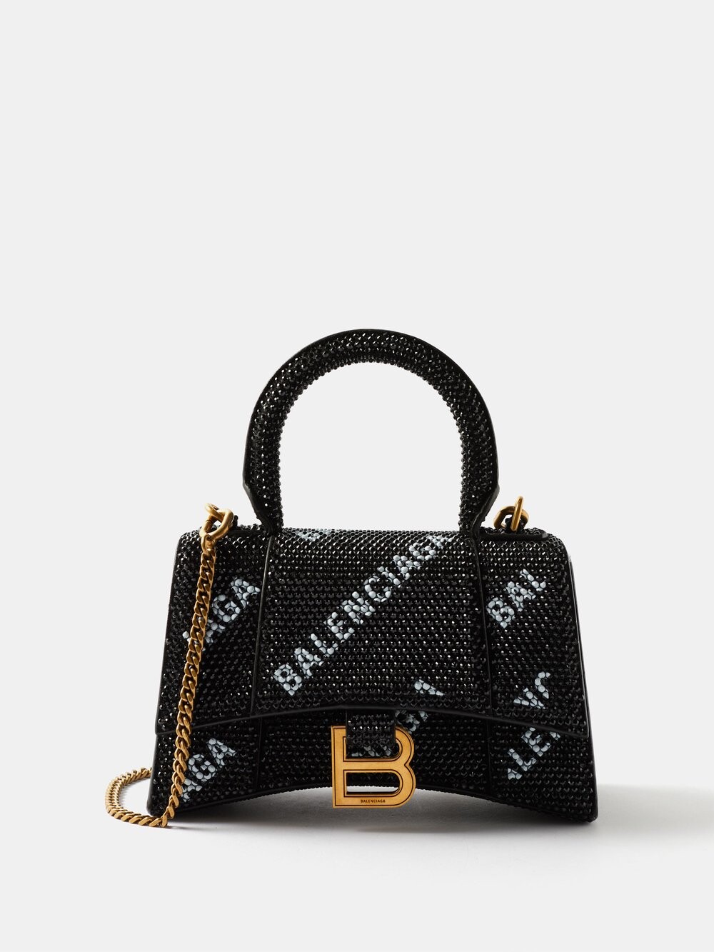 

Сумка hourglass xs, украшенная кристаллами Balenciaga, черный