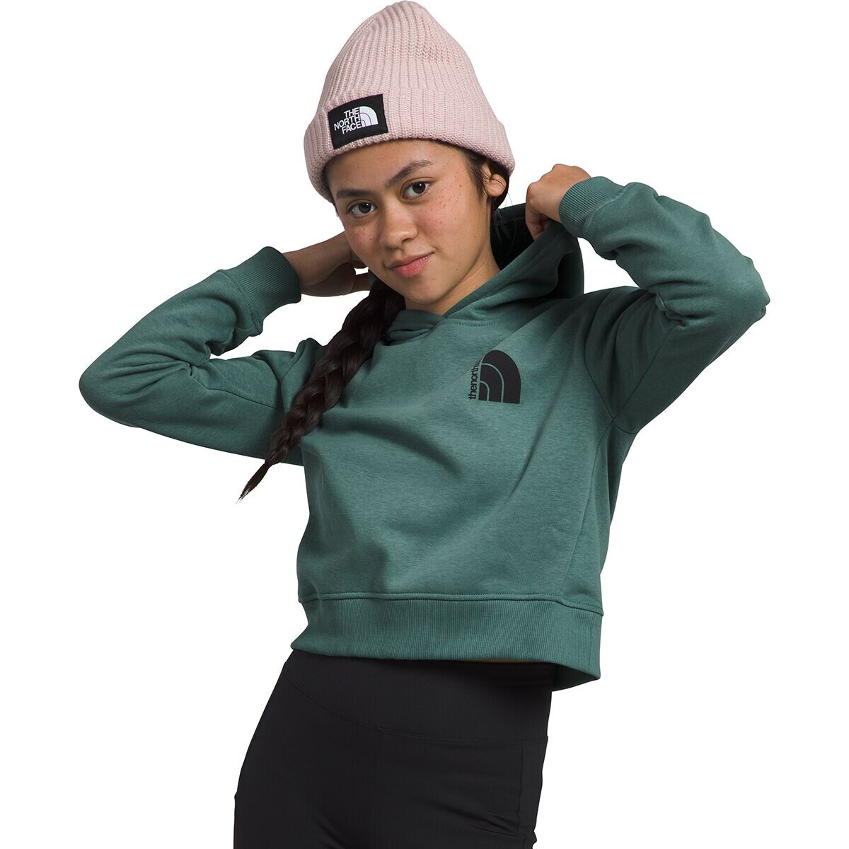 

Флисовый пуловер с капюшоном camp – для девочек The North Face, цвет dark sage