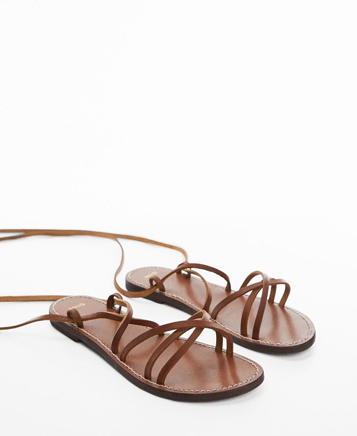 

Женские сандалии с кожаными ремешками MANGO, цвет Leather