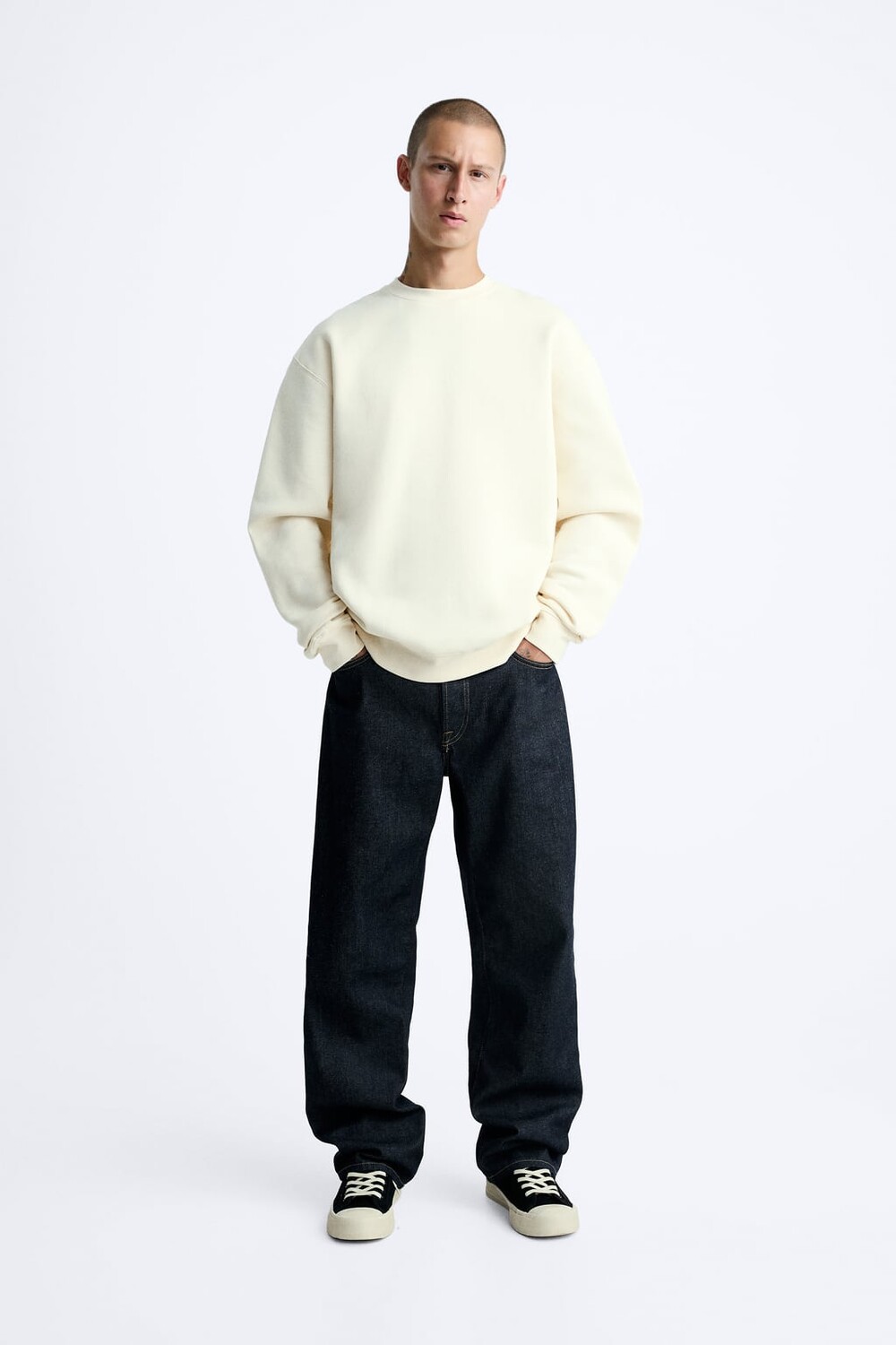 

Толстовка с круглым вырезом ZARA, белый