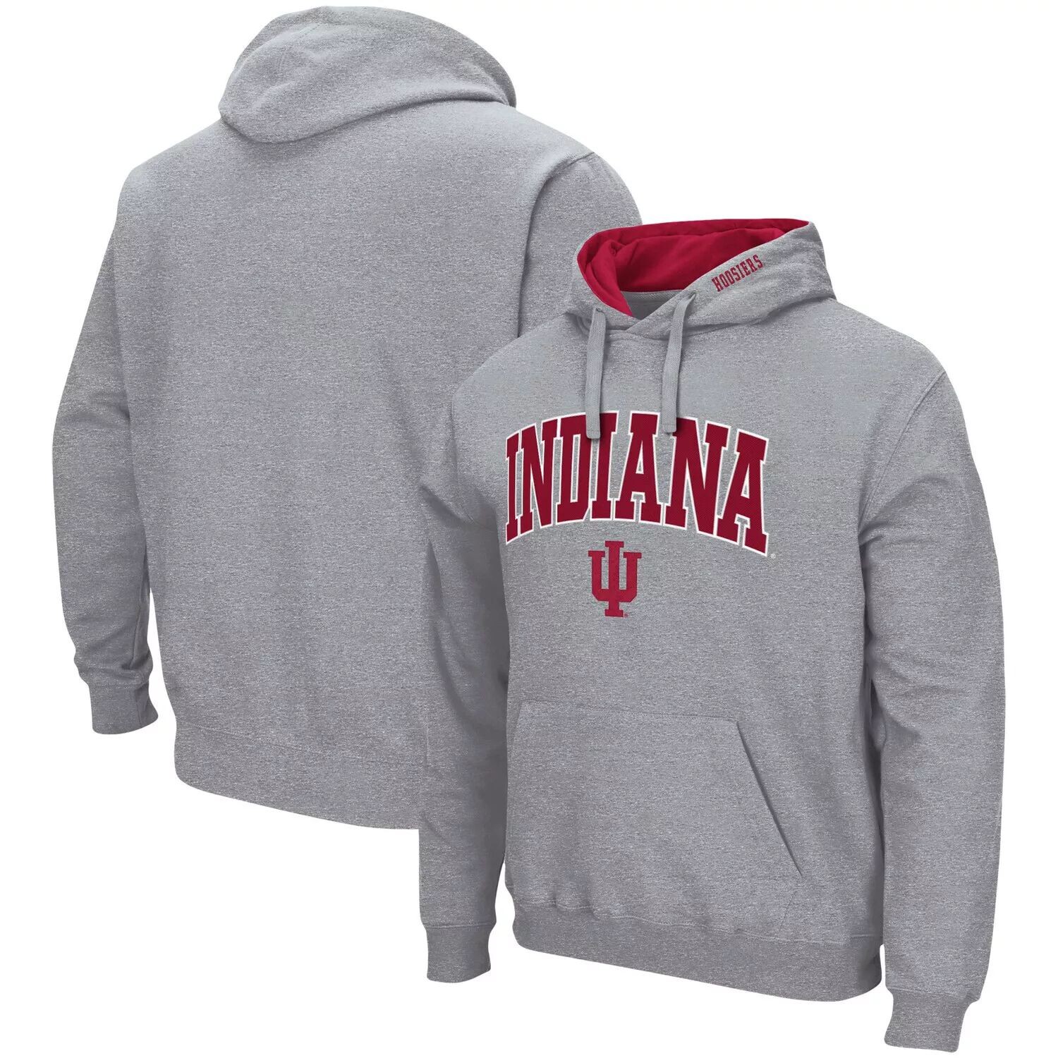

Мужской серый пуловер с капюшоном Indiana Hoosiers Arch & Logo 3.0 Colosseum