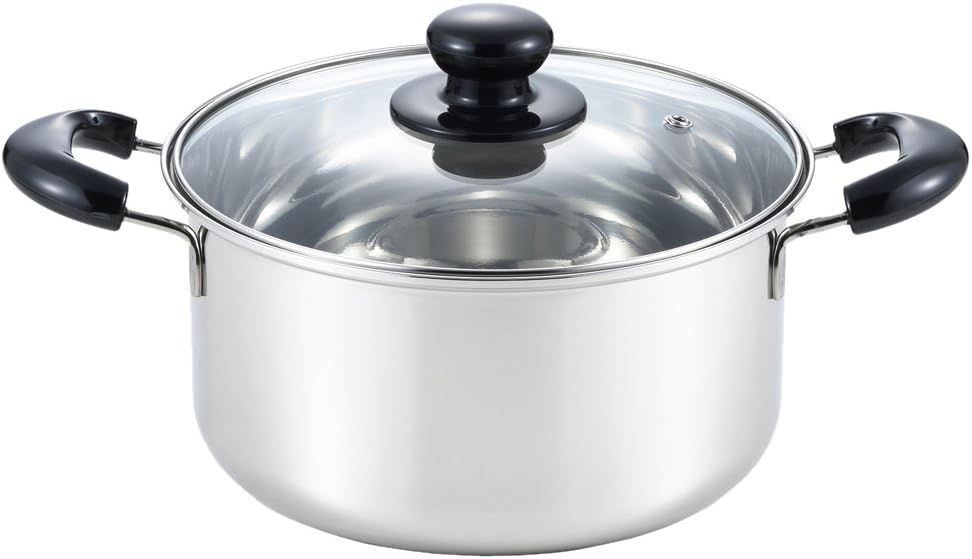 

Yoshikawa SJ2185 Cook Look II, глубокая двуручная кастрюля, 8,7 дюйма (22 см), совместима с индукционной индукцией, серебро, нержавеющая сталь, сделано в Японии, Sliver