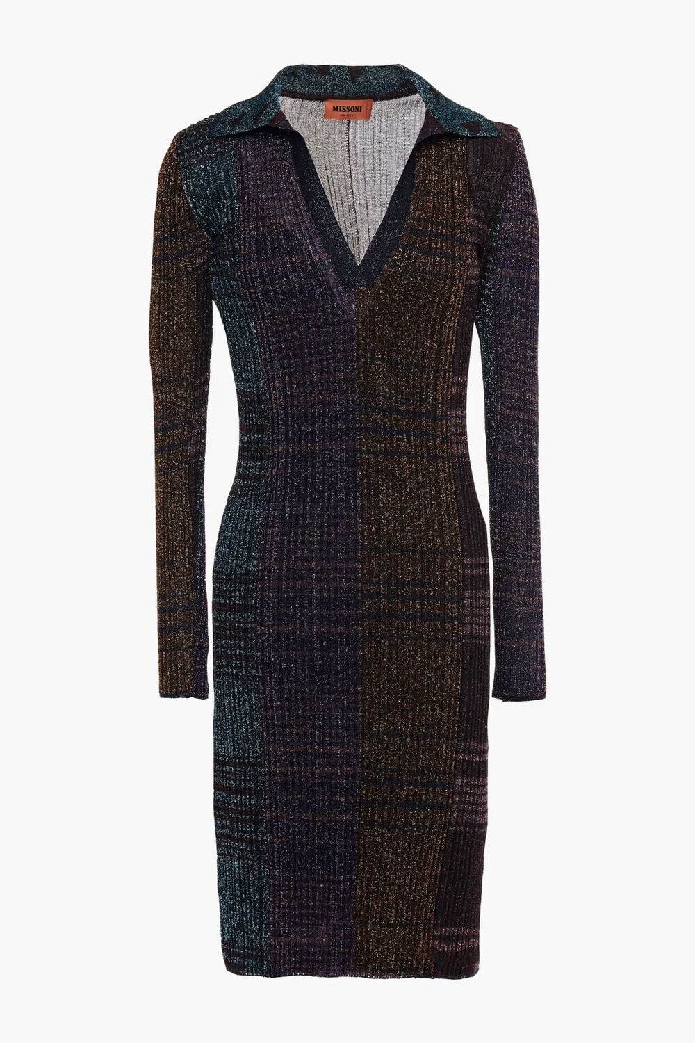 

Платье в рубчик металлизированного цвета Missoni, бирюзовый
