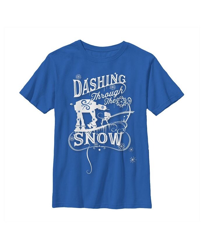 

Детская футболка Star Wars Christmas AT-AT Dashing Snow для мальчиков Disney Lucasfilm, синий