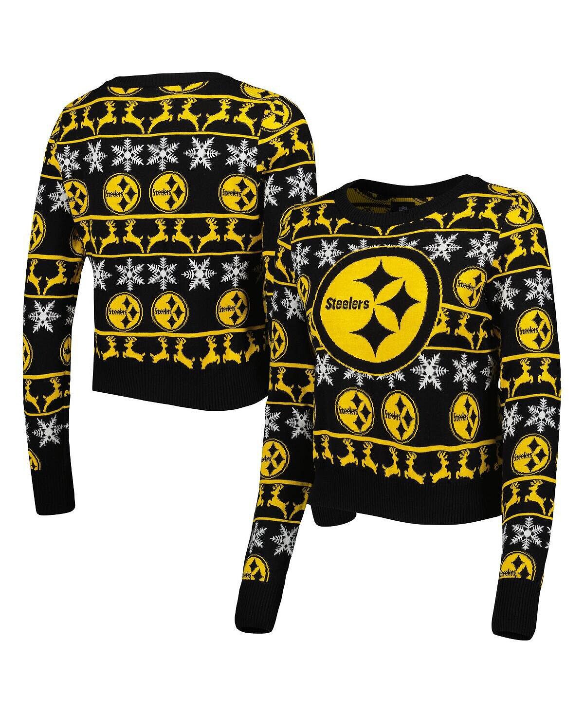 

Черный женский укороченный свитер Pittsburgh Steelers Ugly Holiday FOCO, черный