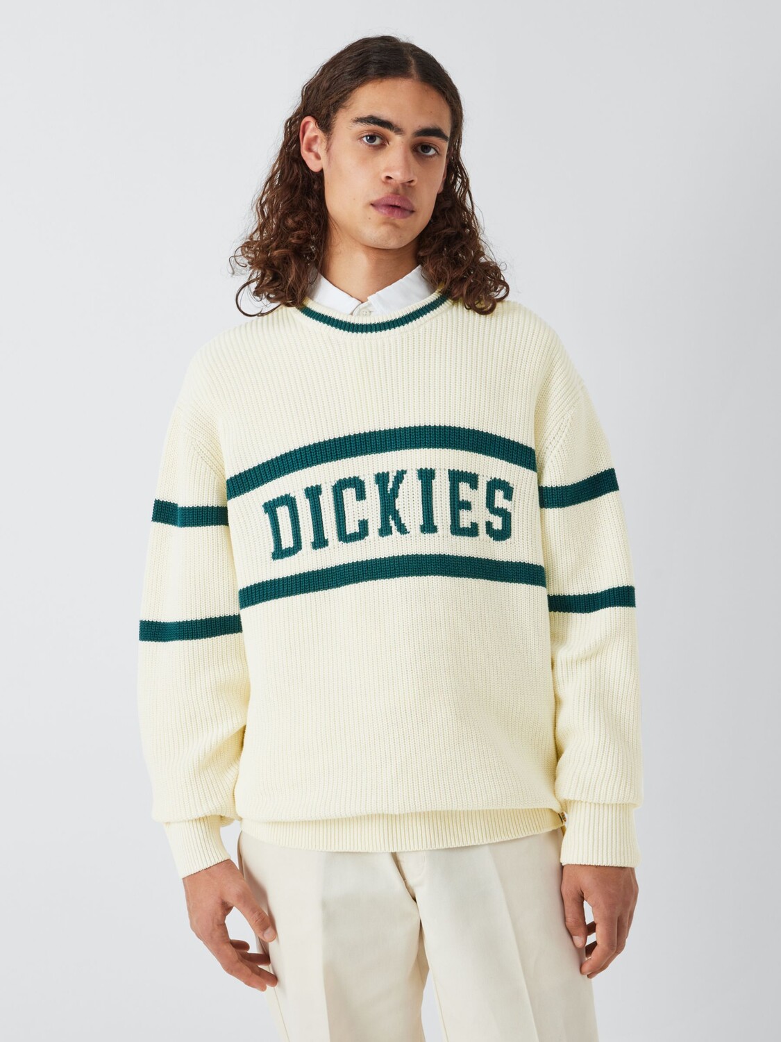 

Вязаный джемпер оверсайз Melvern Dickies, экрю/зеленый