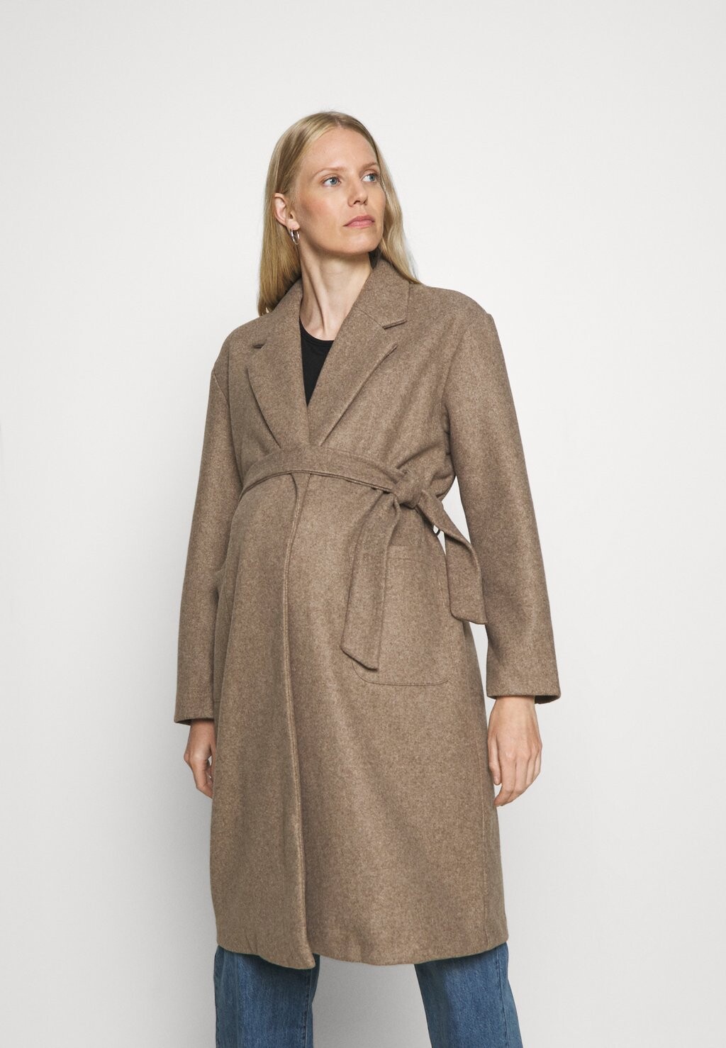 

Пальто классическое Olmtrillion Long Belt Coatigan ONLY MATERNITY, коричневый