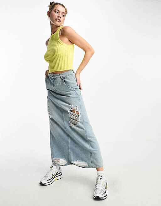 

Желтый вязаный укороченный жилет-борцовка крупной строчкой ASOS DESIGN