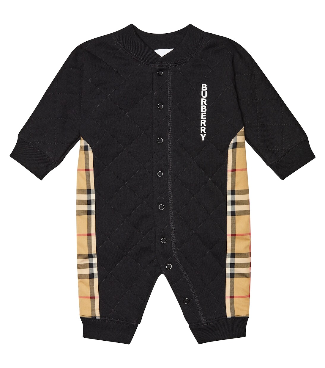 

Детский хлопковый комбинезон в клетку в винтажную клетку Burberry Kids, черный
