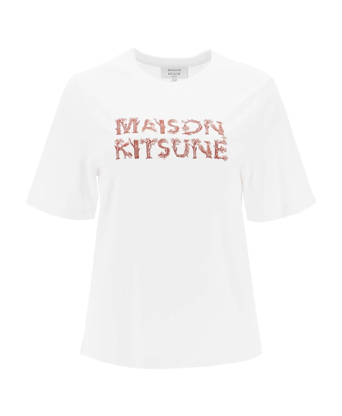 

Футболка с вышивкой «Лесной алфавит» Maison Kitsuné, белый