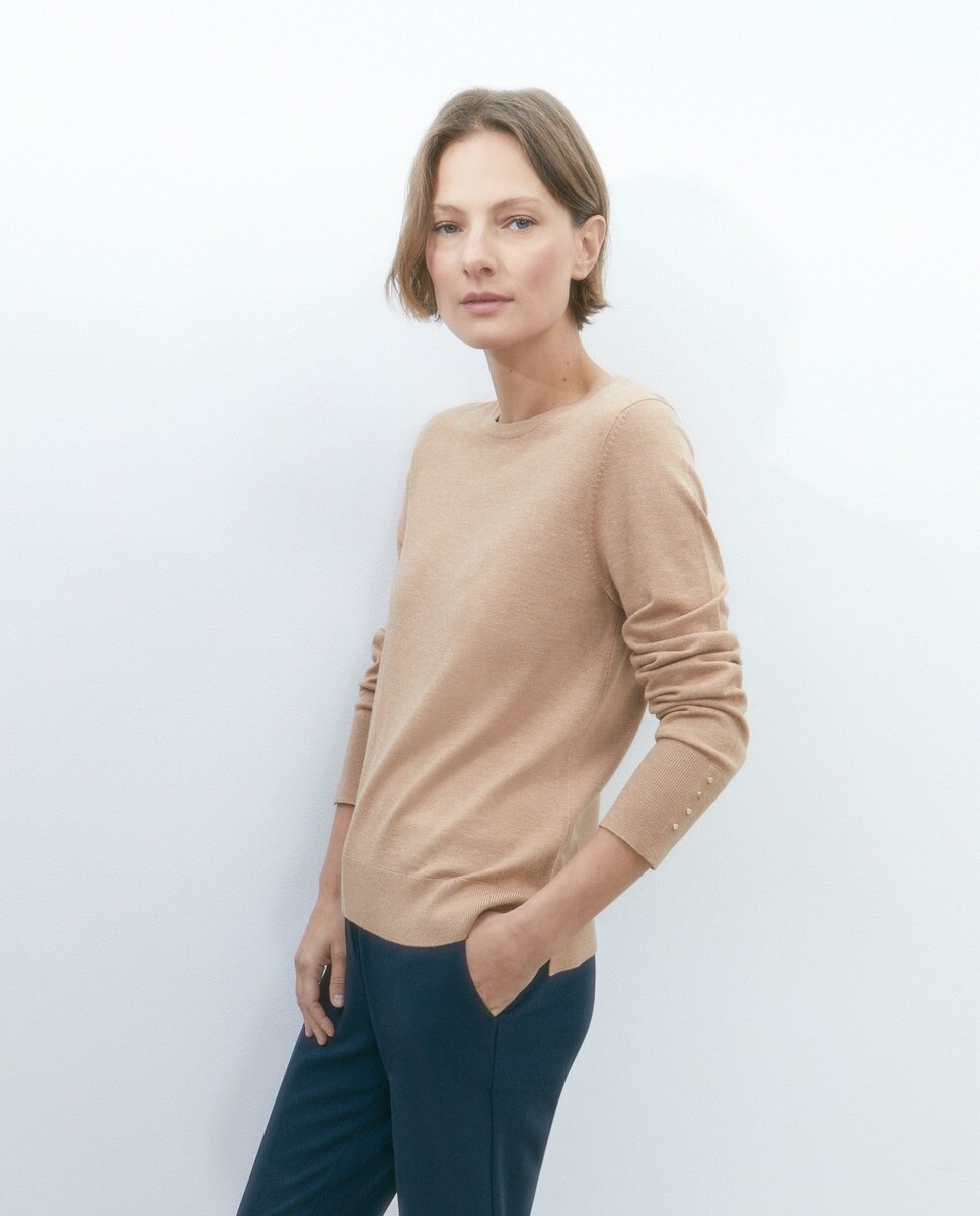

Однотонный женский свитер Woman El Corte Inglés, кэмел