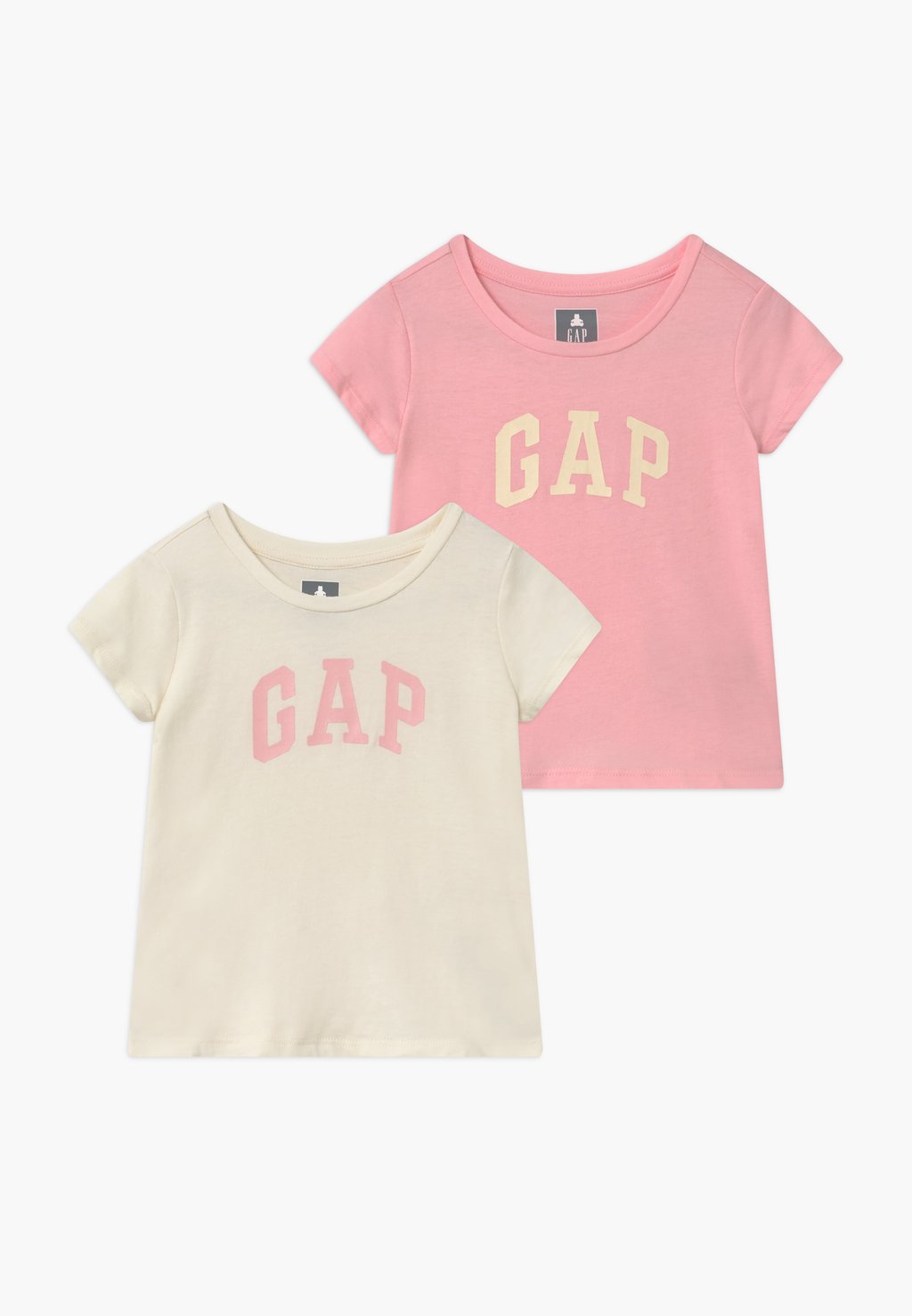 футболка с принтом Toddler Girl Logo 2 Pack GAP, цвет light shell/pink