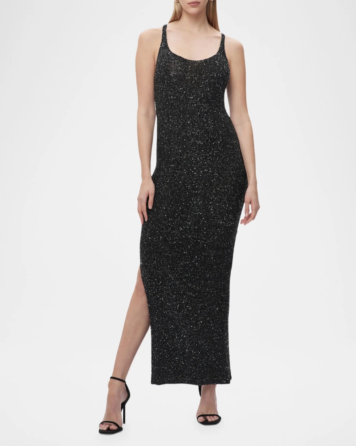 

Трикотажное платье без рукавов с пайетками Madeline Herve Leger, черный