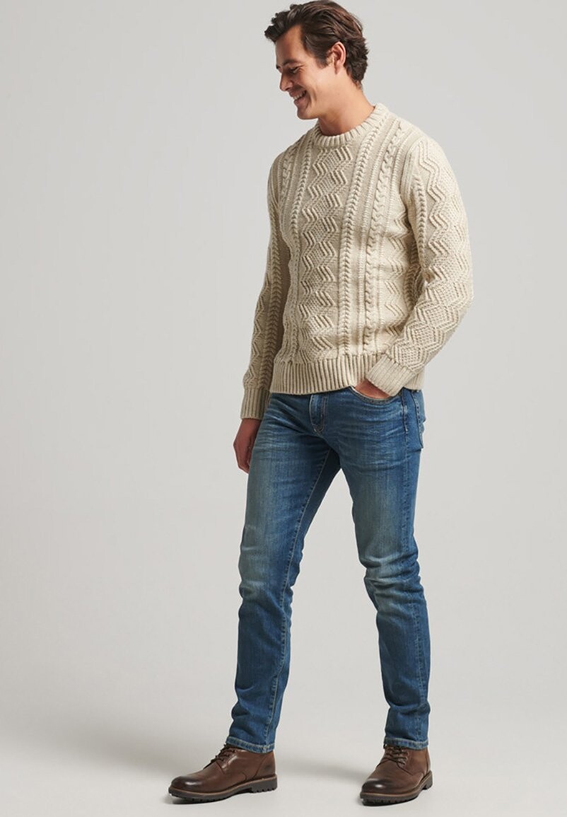 

Свитер Cable Crew Neck Superdry, цвет ecru