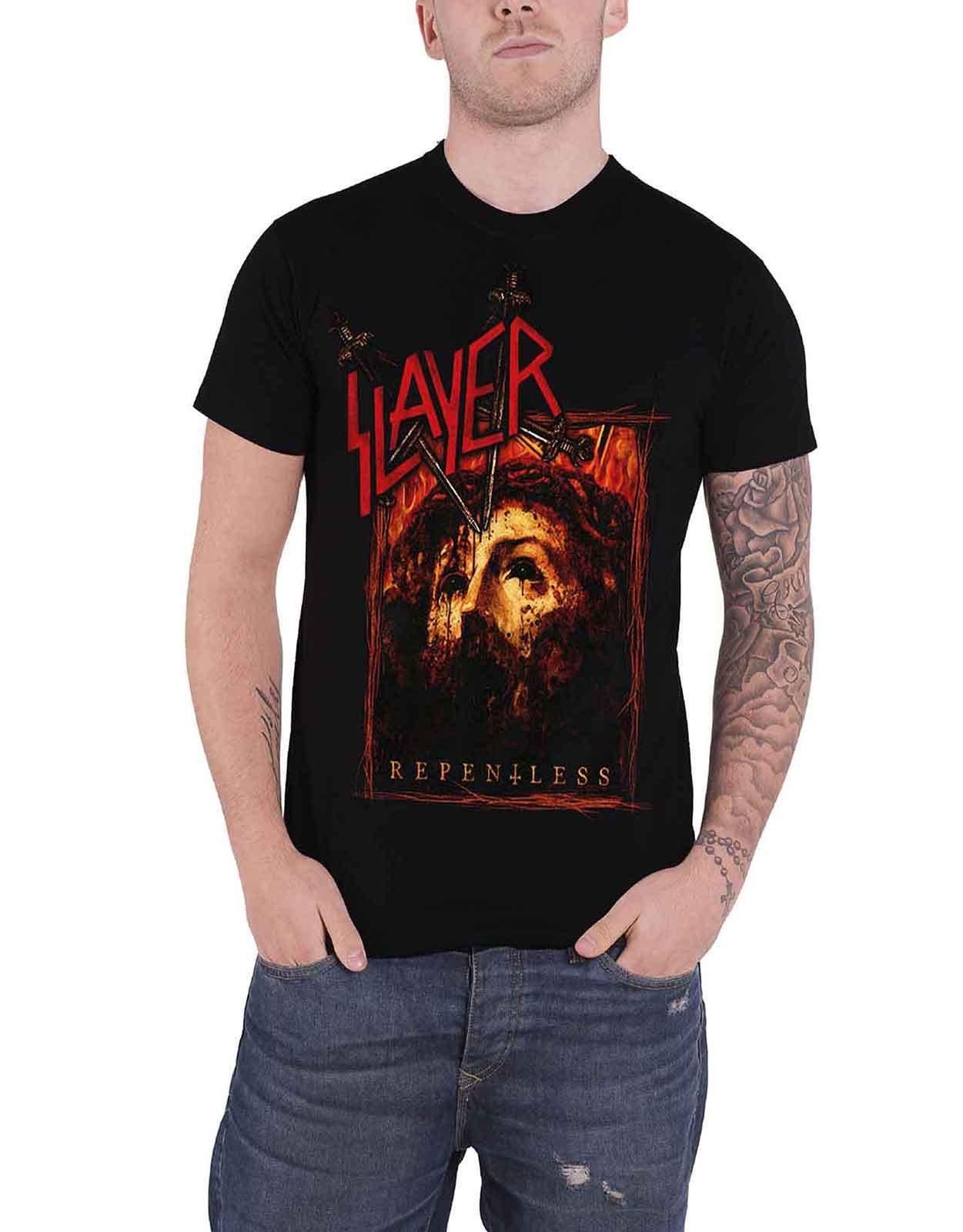 Безжалостная футболка Slayer, черный роза флэминг кавер пулсен