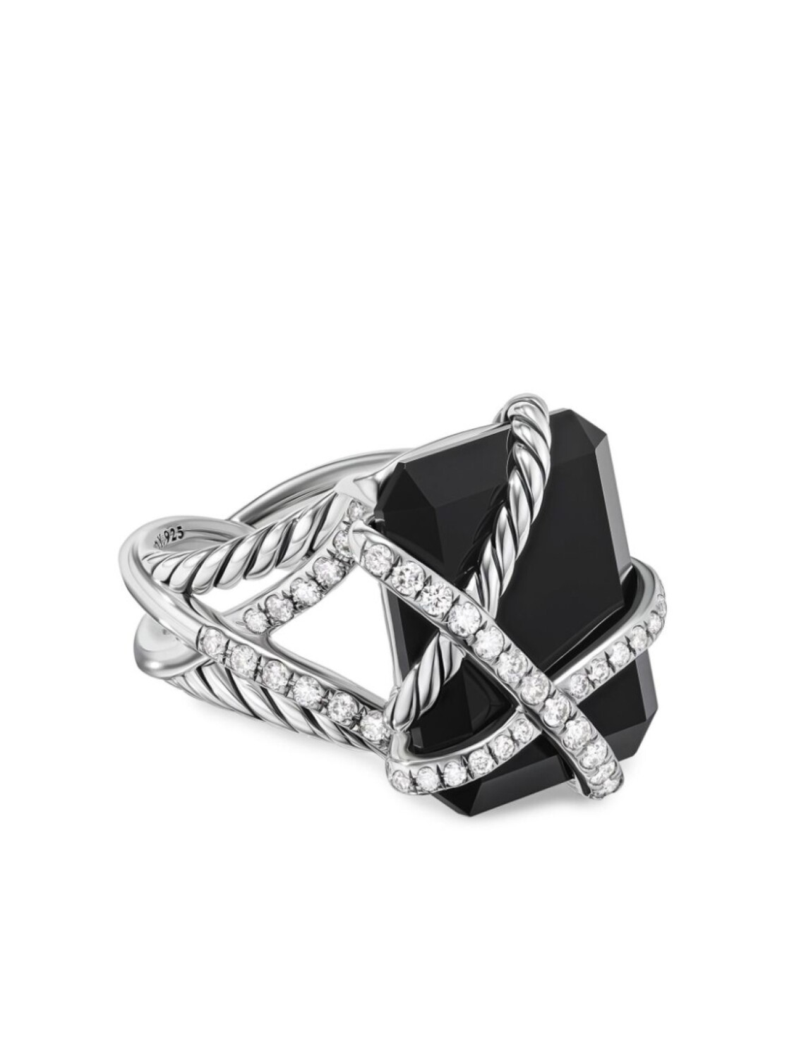 

Серебряное кольцо Cable Wrap с ониксом и бриллиантами David Yurman, черный