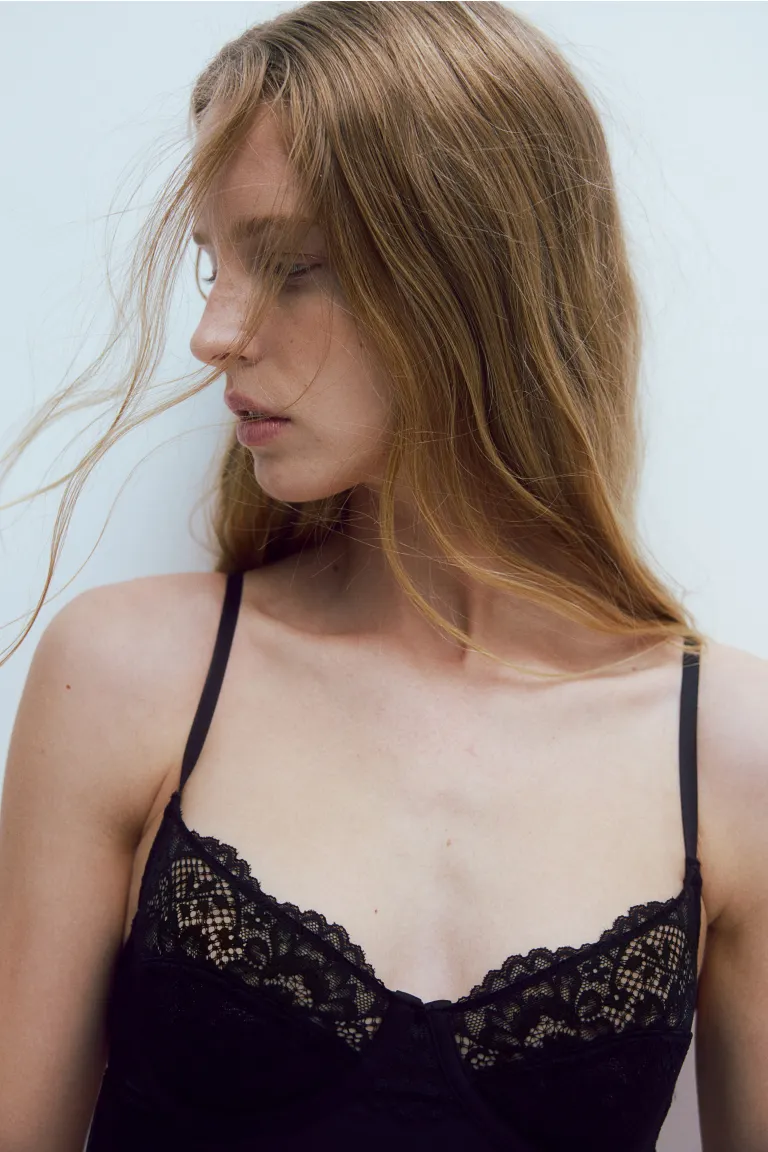 

Боди стринги легкая форма H&M, черный