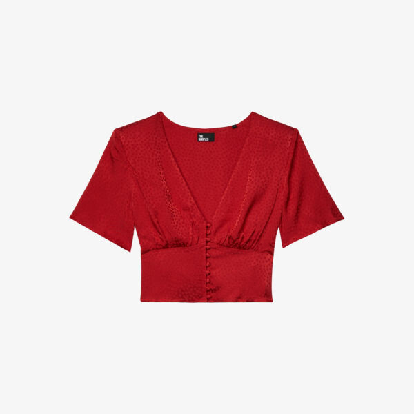 

Тканый топ с жаккардовым горохом и v-образным вырезом The Kooples, красный