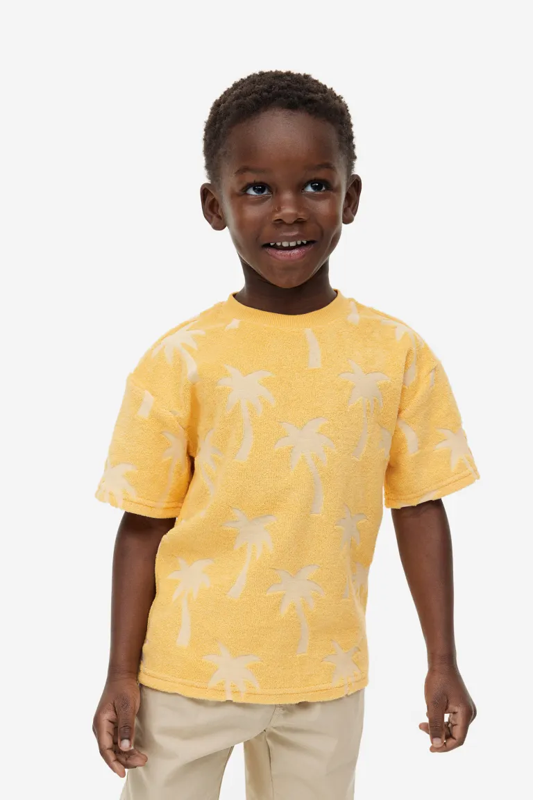 Объемная футболка из махровой ткани H&M, желтый