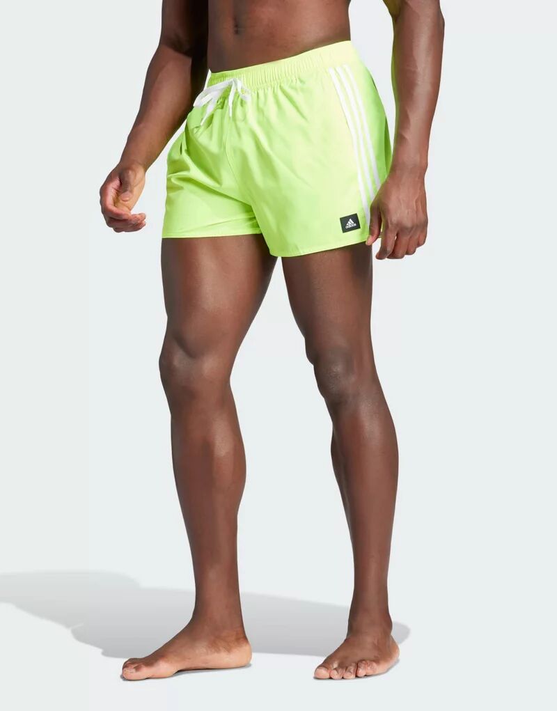 Зеленые шорты для плавания adidas CLX с тремя полосками adidas performance нейтральные кроссовки adidas performance цвет lucid pink metallic lucid lemon
