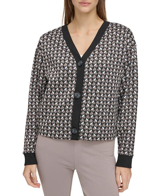 

Жаккардовый кардиган с геометрическим рисунком Marc New York, цвет Tan/Beige