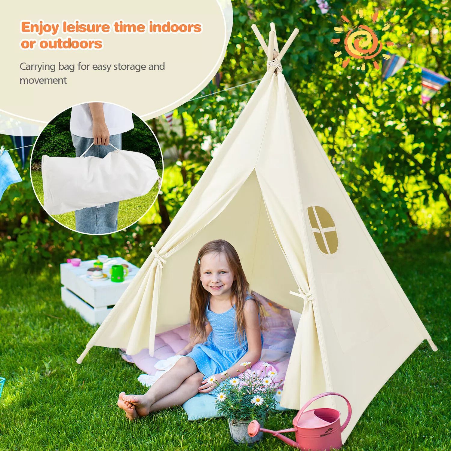 Складная детская игровая палатка из парусины Slickblue фотографии