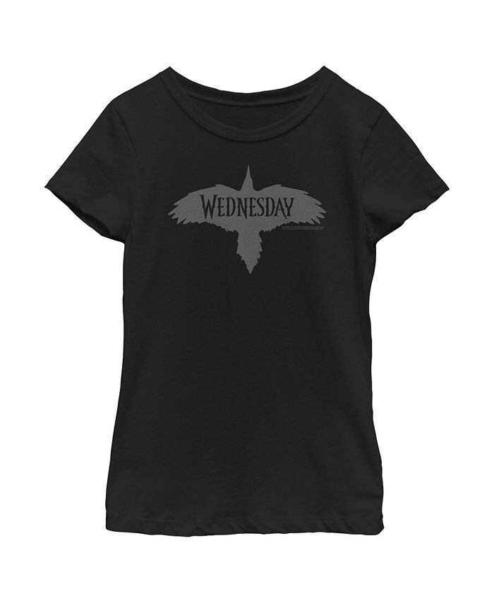 

Детская футболка Wednesday с логотипом Raven для девочек Netflix, черный