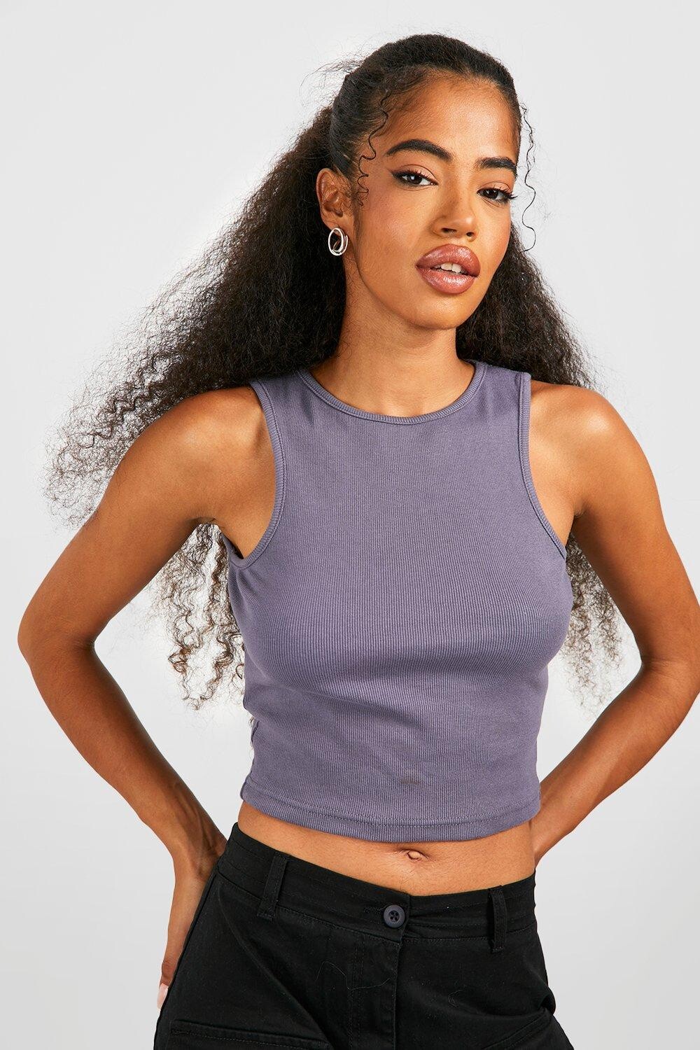 

Жилет basic rib racer neck Boohoo, сиреневый