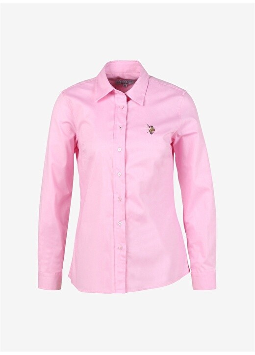 

Обычная розовая женская рубашка с рубашечным воротником U.S. Polo Assn.