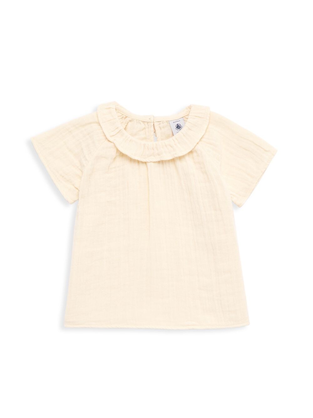 

Футболка с рюшами и воротником для девочки для маленьких девочек Petit Bateau, кремовый