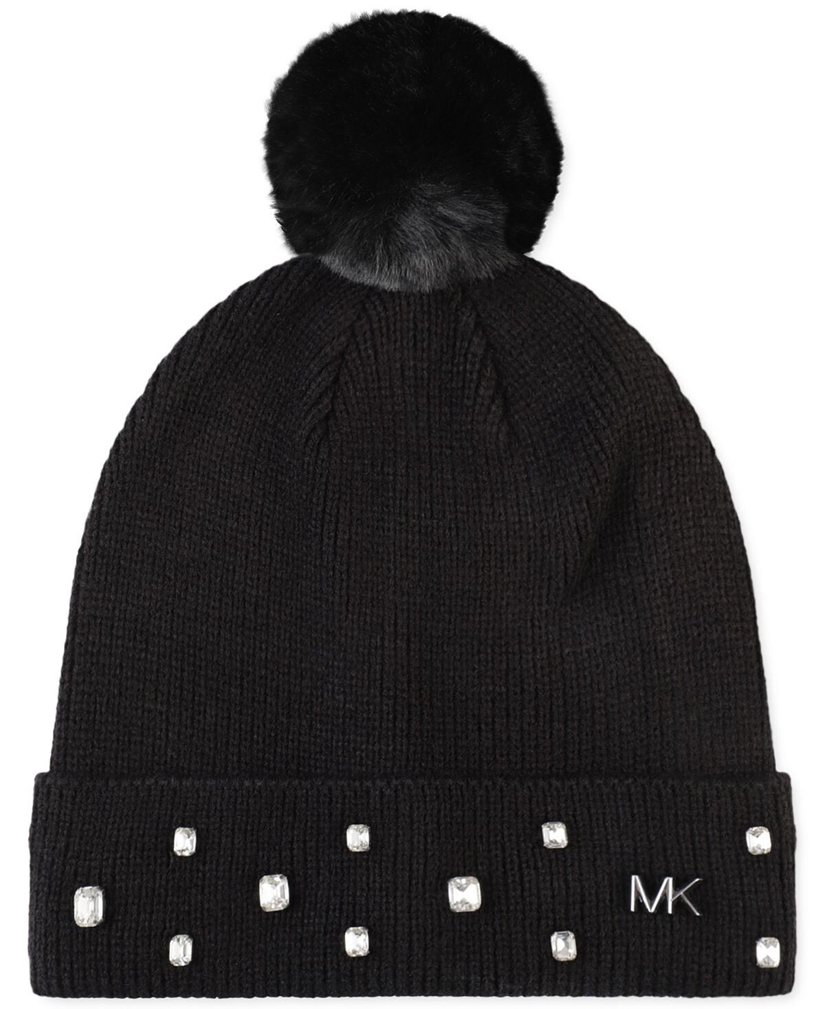 

Женская шляпа с помпоном и манжетами со стразами Michael Kors, черный
