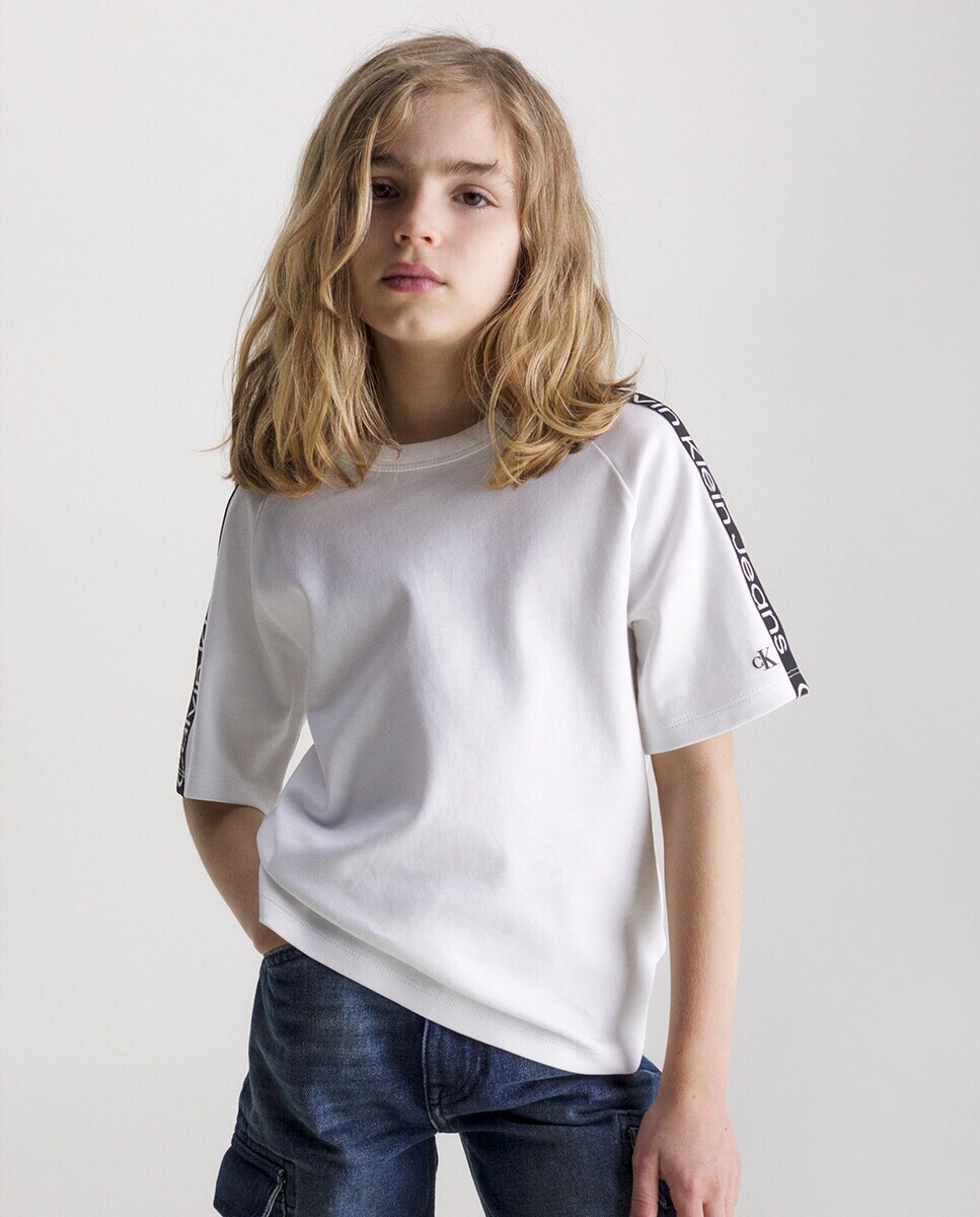 

Белая футболка для мальчика с короткими рукавами Calvin Klein, белый