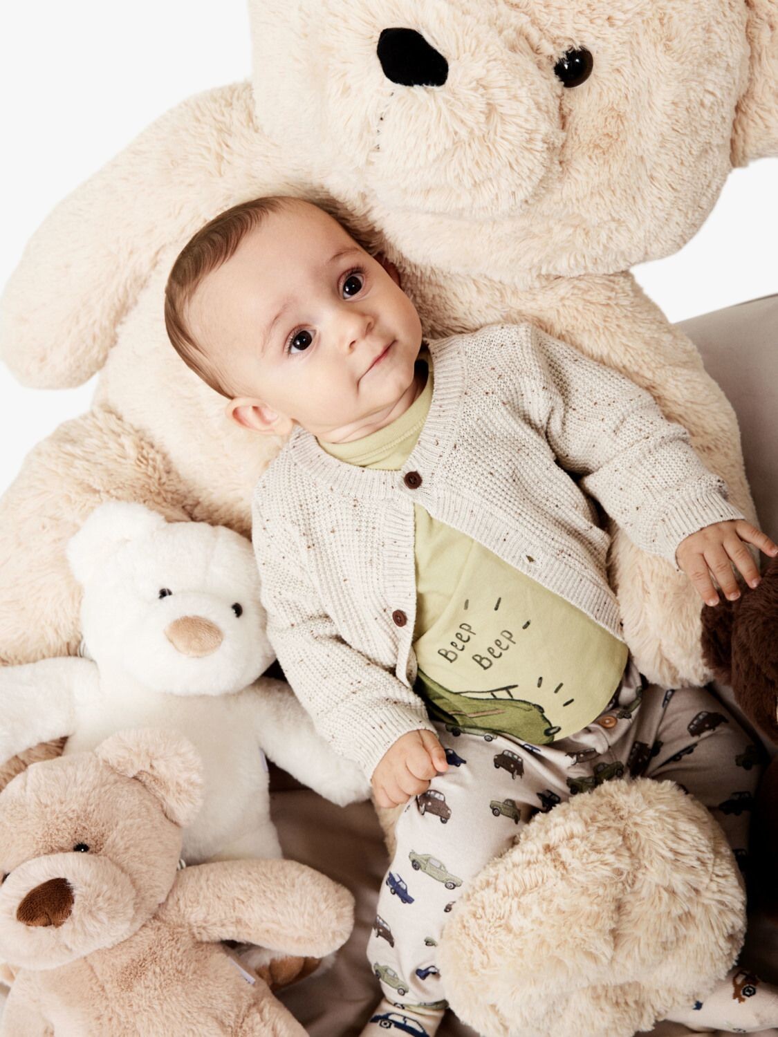 

NAME IT Baby Хлопковый вязаный кардиган с длинными рукавами, пейотовый меланж