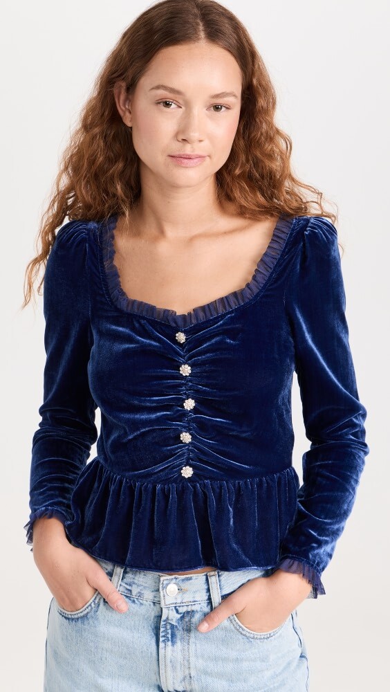 

Топ KITRI Sabine Navy Velvet, нави