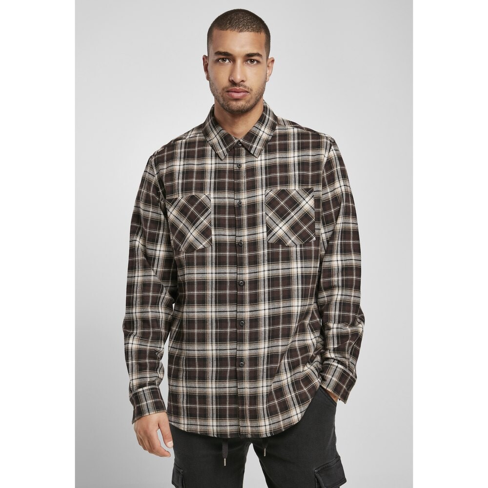 Рубашка Urban Classics Checked Roots, коричневый рубашка uniqlo soft brushed checked чёрный