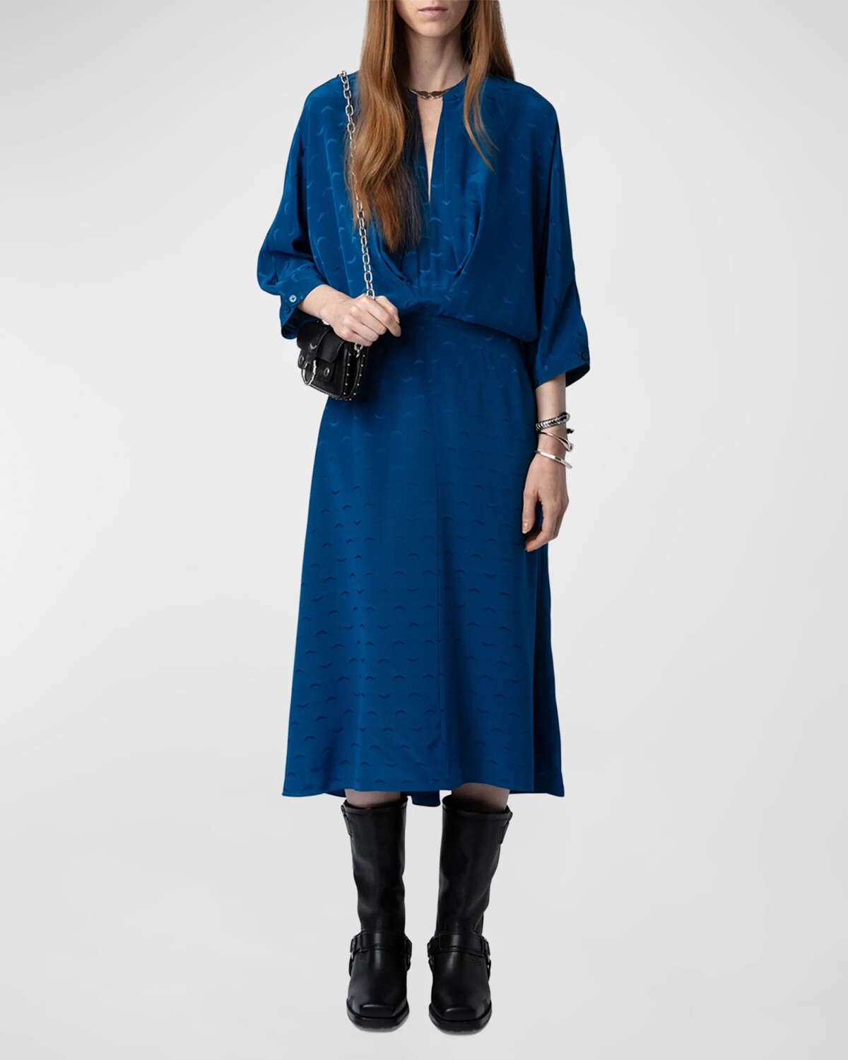 

Шелковое жаккардовое платье Ritany с крыльями Zadig & Voltaire, цвет Overseas