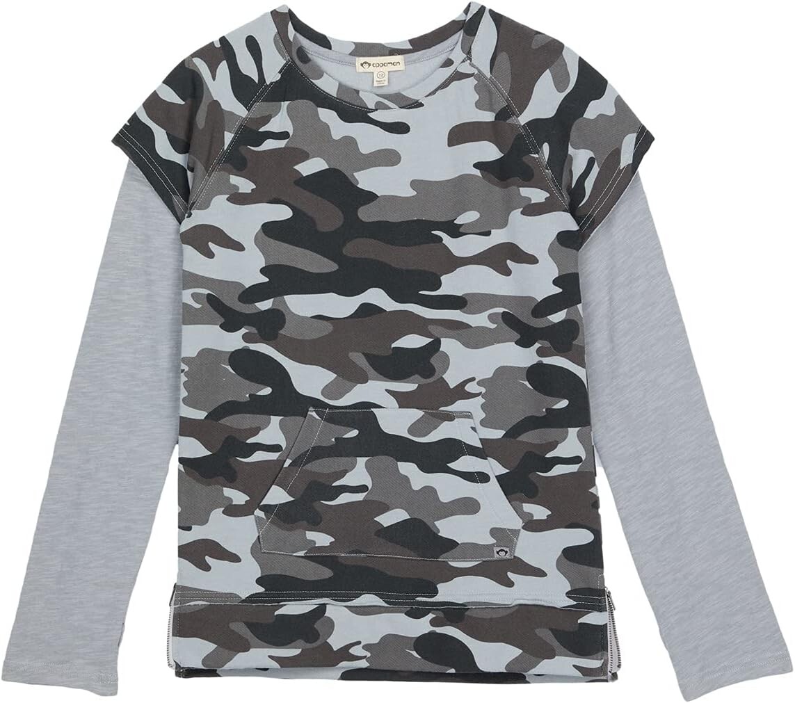 

Толстовка Appaman Freestyle Twofer Sweatshirt w/ Front Pockets, цвет Grey Camo