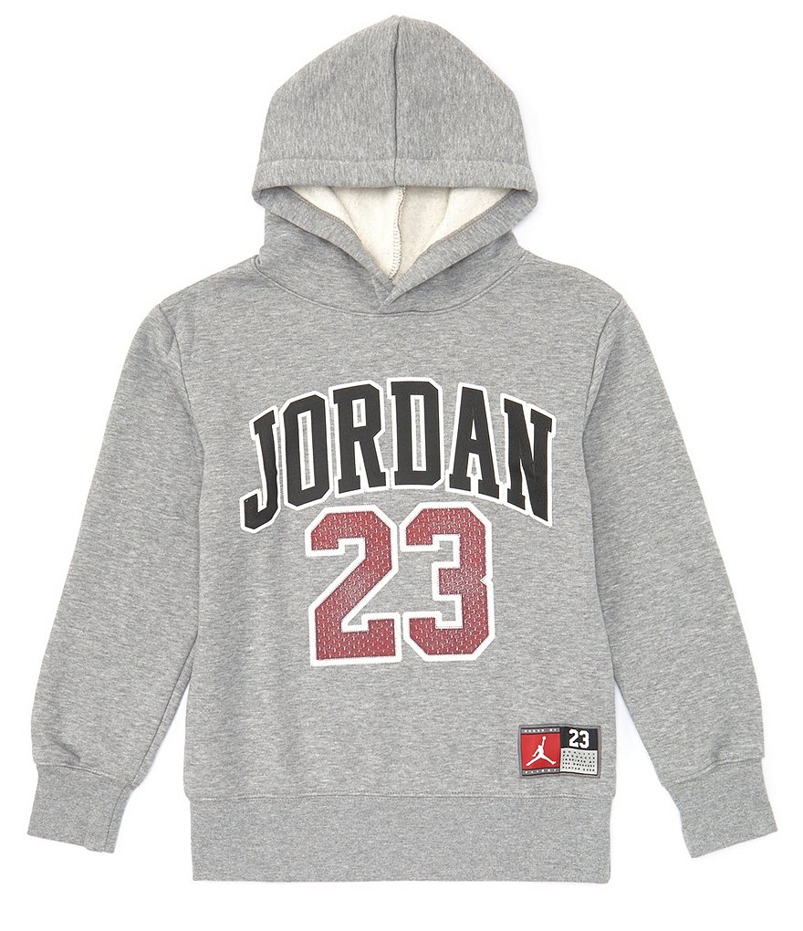 Флисовый пуловер с капюшоном Jordan Big Boys 8–20 с длинными рукавами, серый