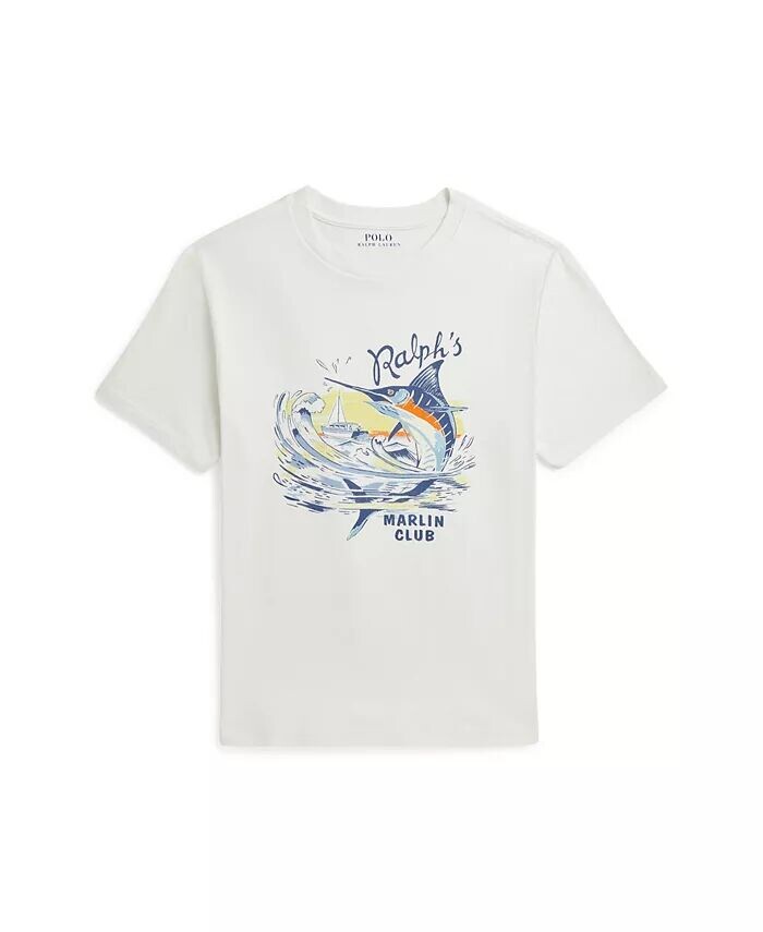 

Футболка из хлопкового джерси Big Boy Marlin с рисунком Polo Ralph Lauren, белый