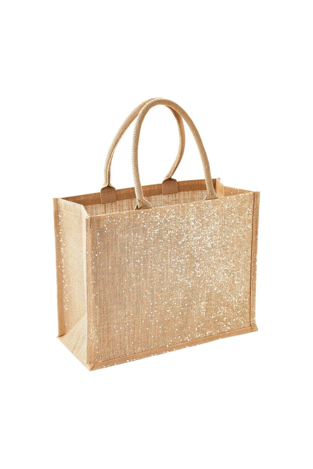 Джутовая сумка-шопер/большая сумка с металлическим отливом (2 шт. в упаковке) Westford Mill, бежевый