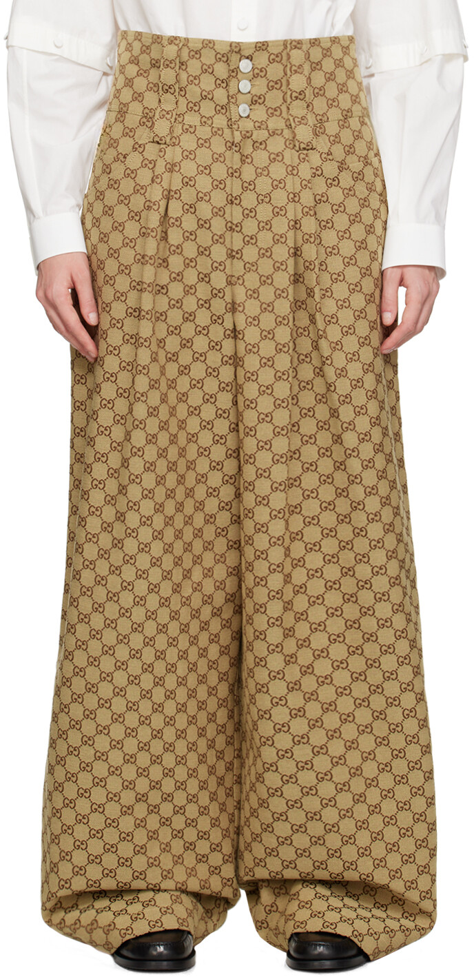 

Бежево-коричневые брюки с узором GG Gucci
