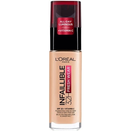 

L'Oréal Paris Водостойкая и стойкая жидкая тональная основа с SPF 25 Infaillible 32H Fresh Wear Make-up 180 Розовый песок 30 мл