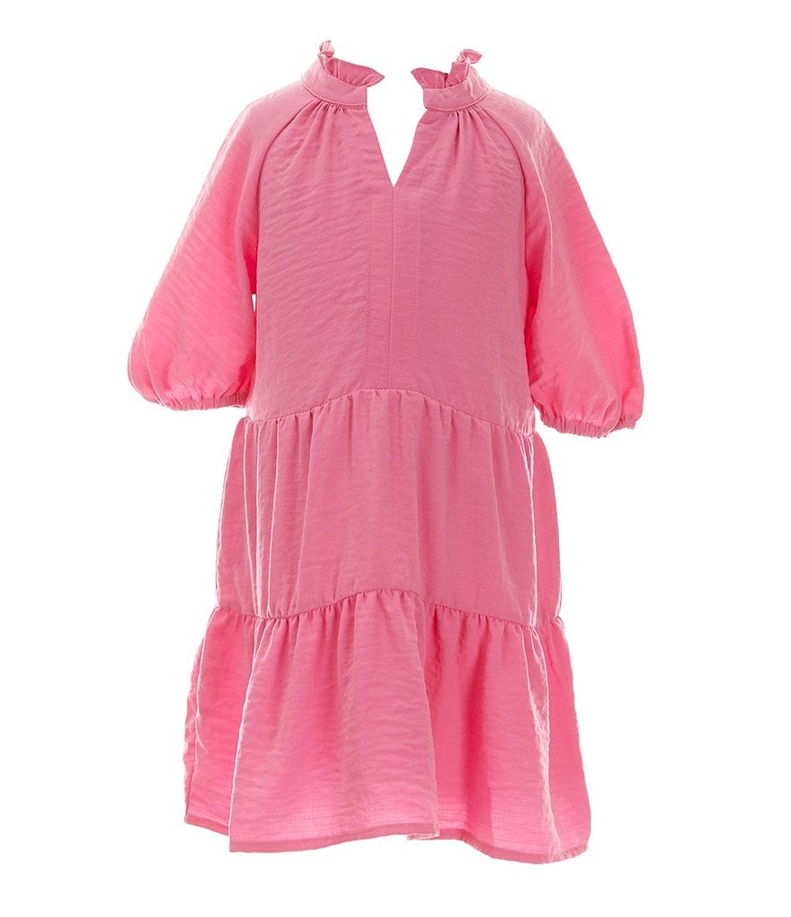 Платье GB Little Girls 2T-6X с короткими рукавами и рюшами, розовый