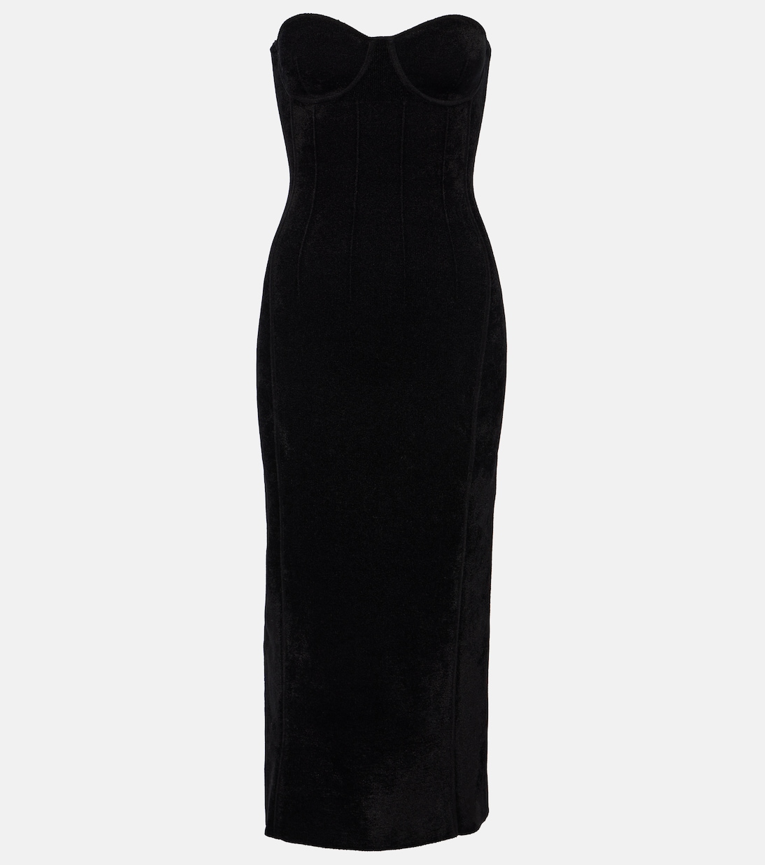 Бархатное платье миди без бретелек titania Galvan, черный цена и фото