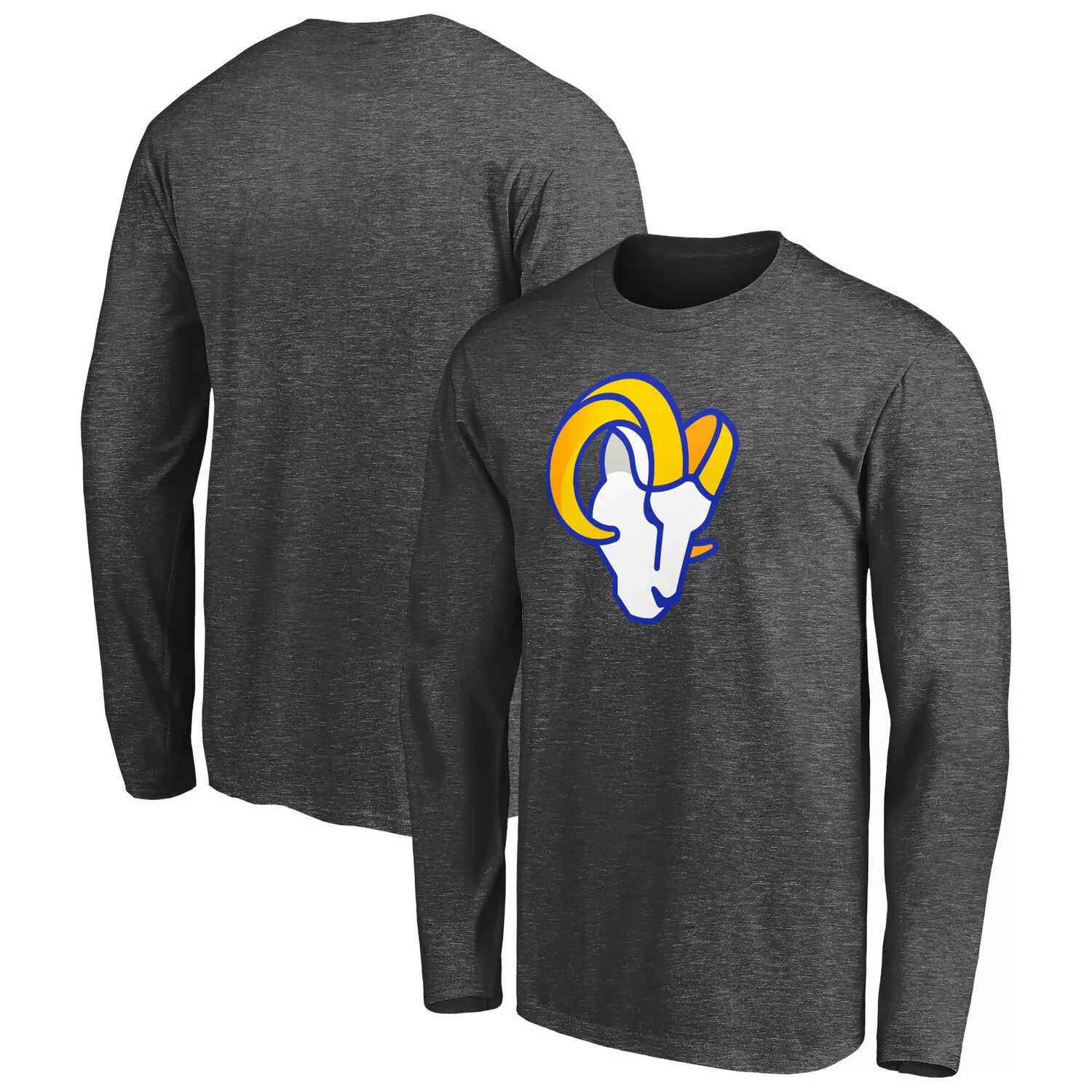 цена Мужская футболка с логотипом Los Angeles Rams Big & Tall Primary с длинным рукавом и древесно-угольным рисунком с логотипом Fanatics