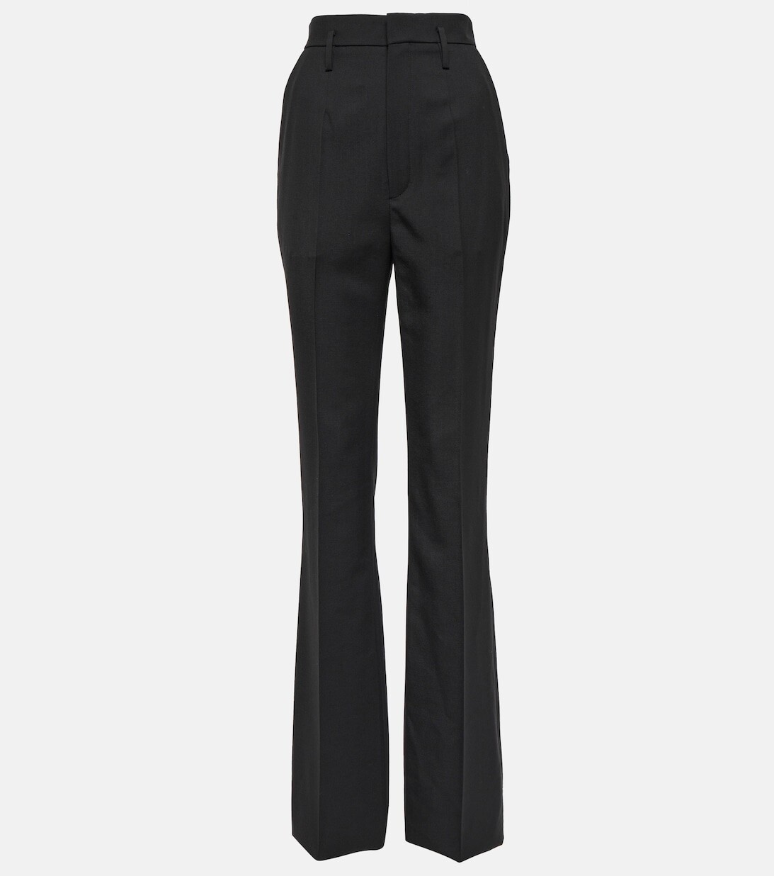 

Брюки с высокой посадкой из шерстяного твила SAINT LAURENT, черный