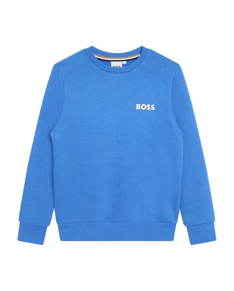 

Однотонный свитшот для мальчика с круглым вырезом BOSS Kidswear, синий