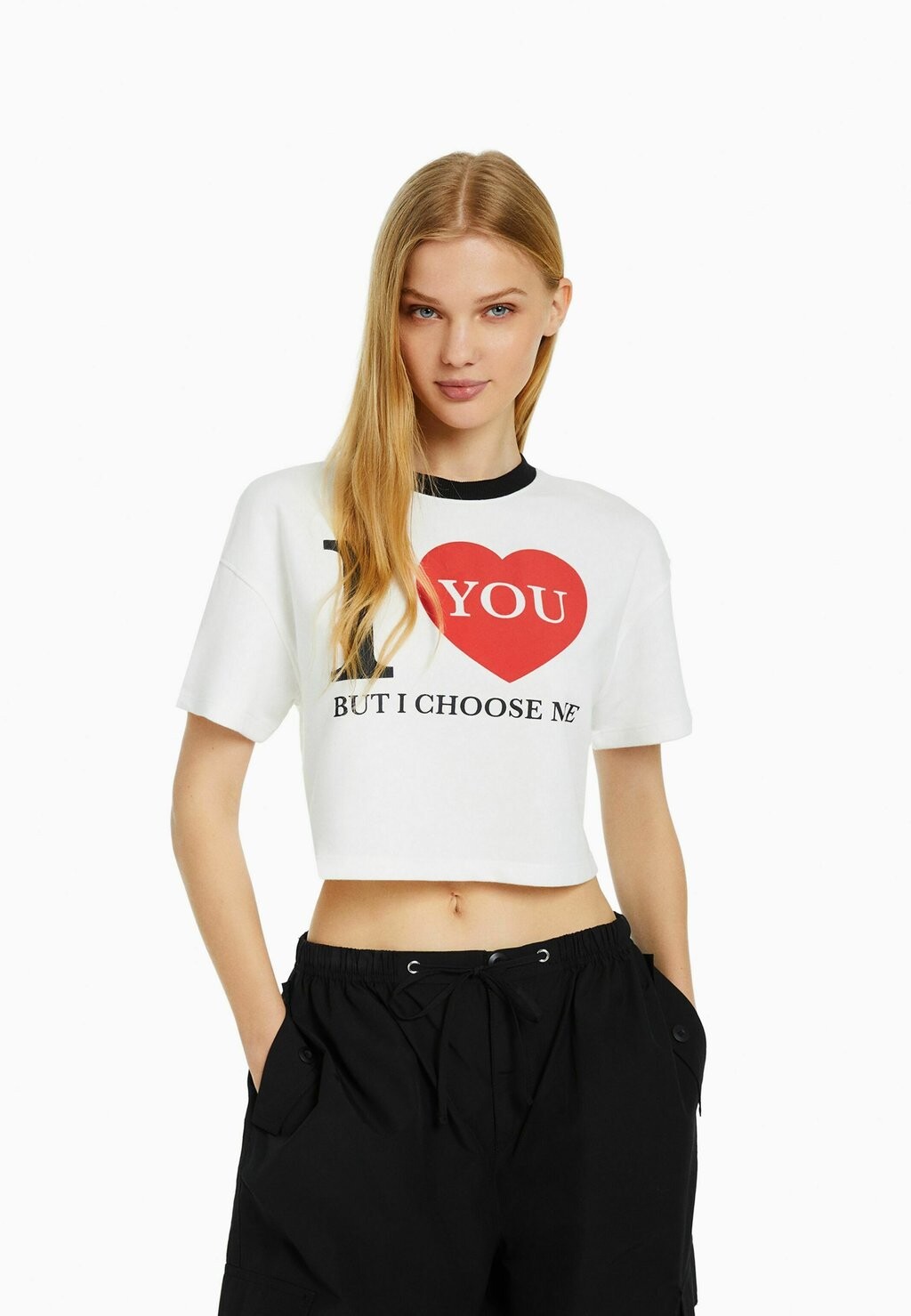 

Футболка с принтом Bershka, белый